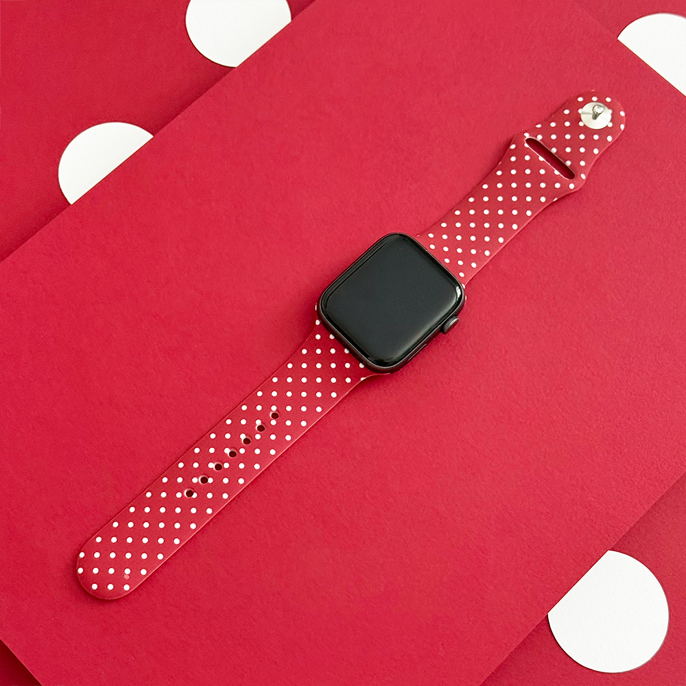 Burgundy Polka Dot Apple Watch Strap