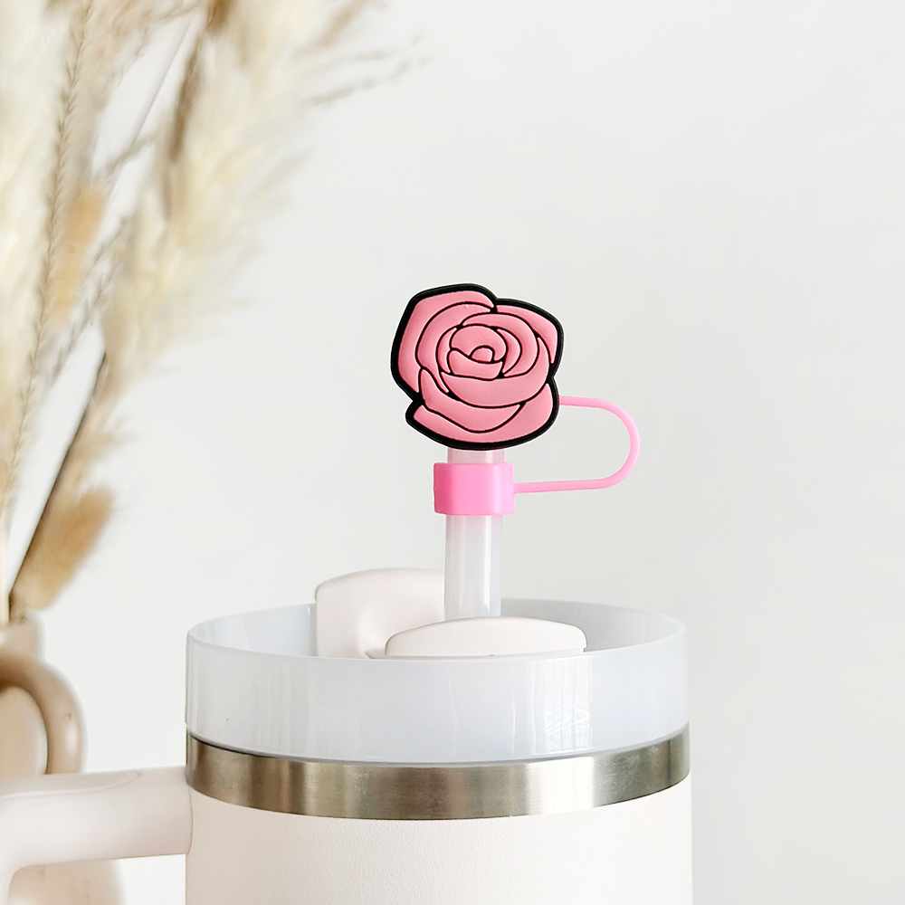 Pink Rose Straw Cover
