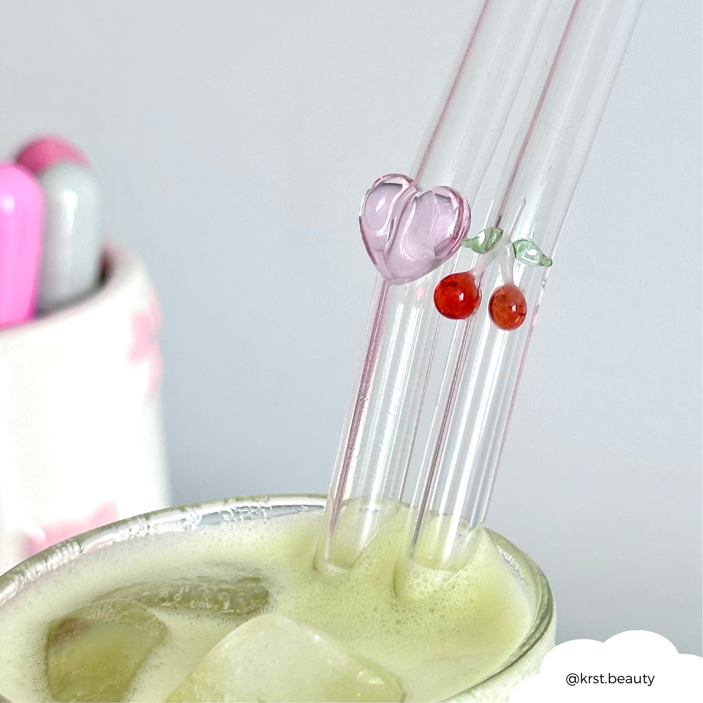 Glass Straw Set - Cherries