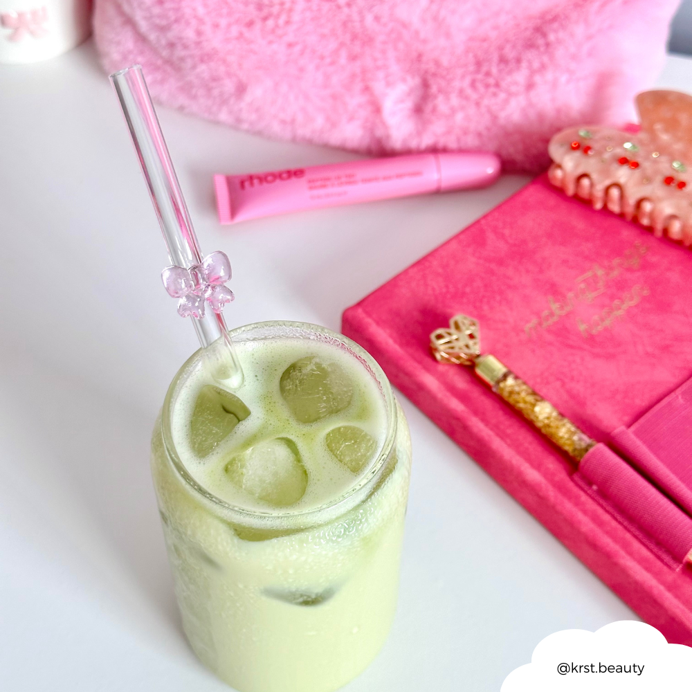 Glass Straw Set - Pink Bow