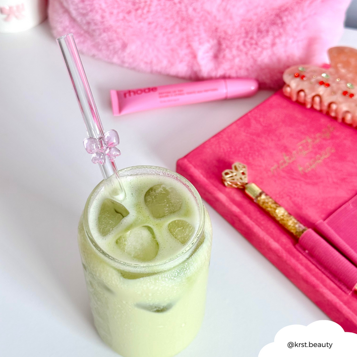 Glass Straw Set - Pink Bow
