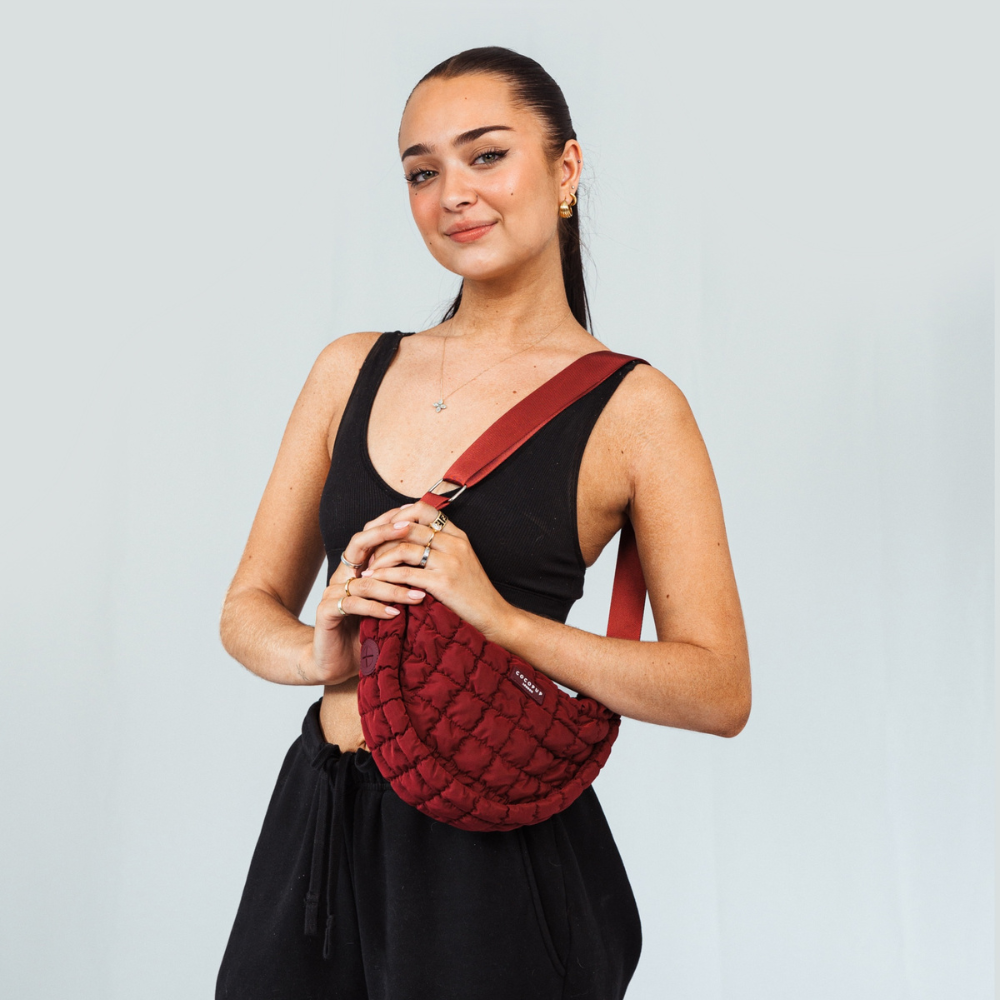 Crossbody Crescent Dog Walking Bag Bundle - Merlot