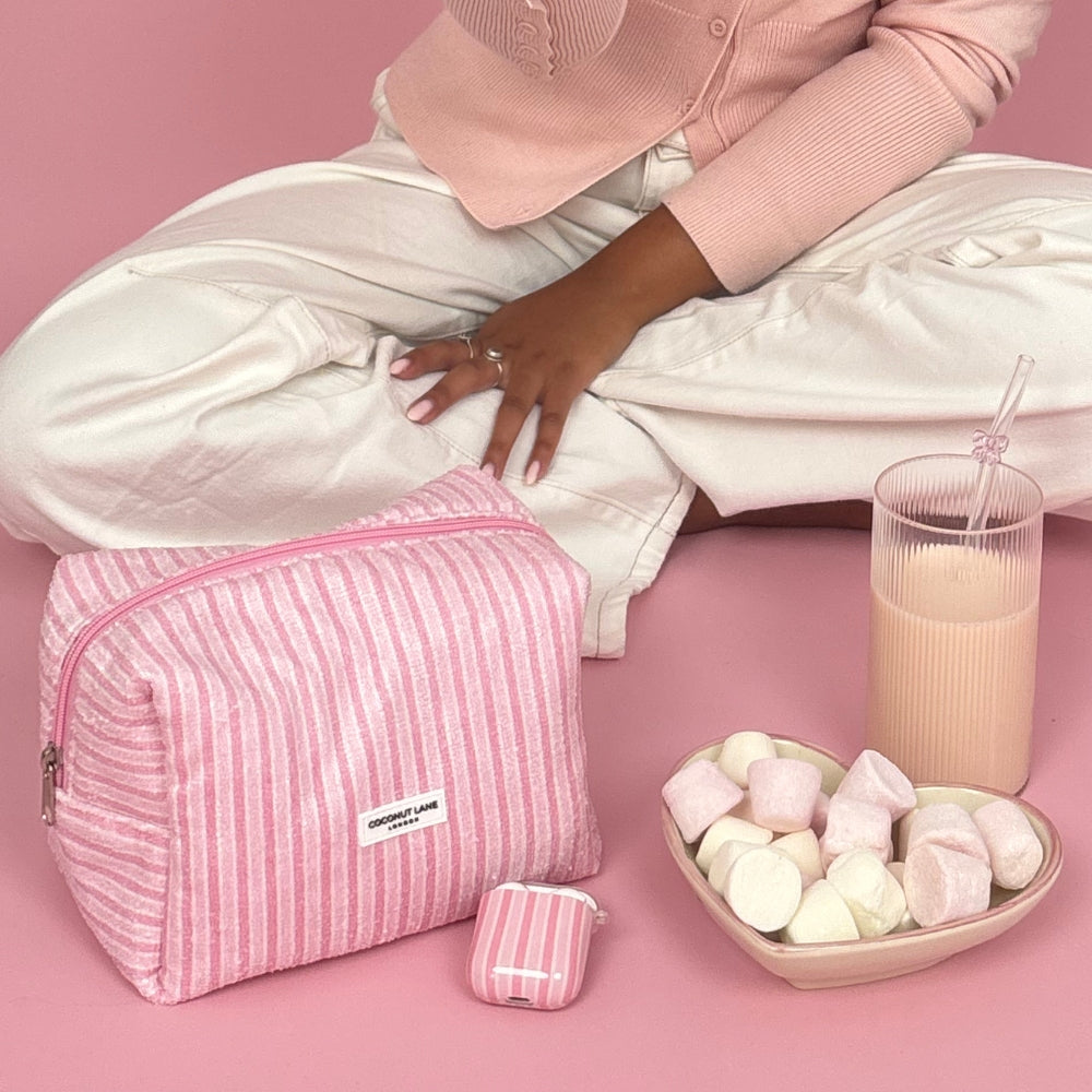 Towel Makeup Bag - Powder Stripe