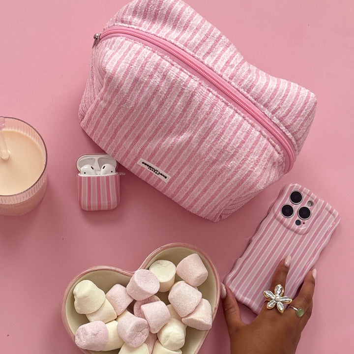 Towel Makeup Bag - Powder Stripe