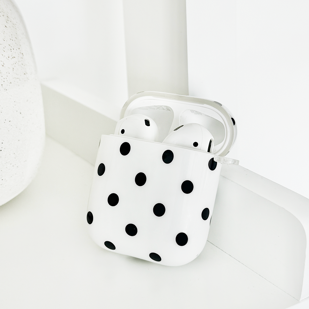 Airpods Case - White Polka Dot