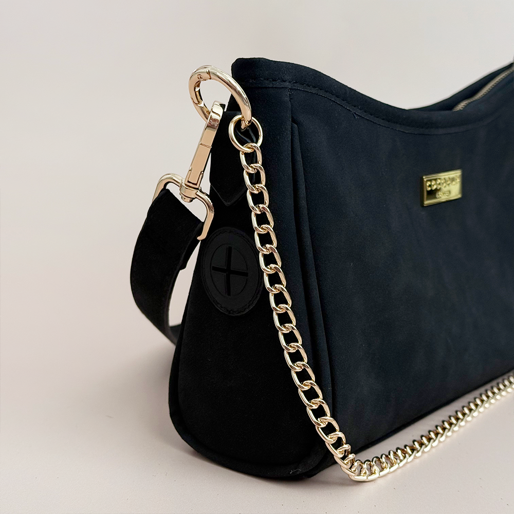 Dog Walking Bag - Black Suedette