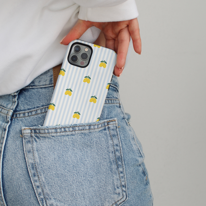 Tough Phone Case - Blue Striped Lemons
