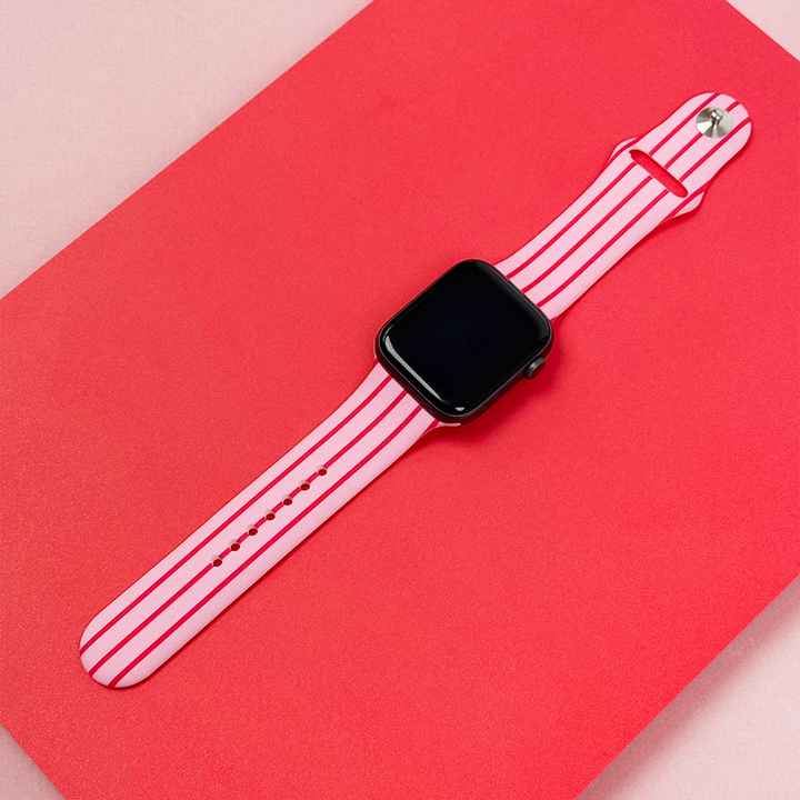 Cherry Stripe Apple Watch Strap