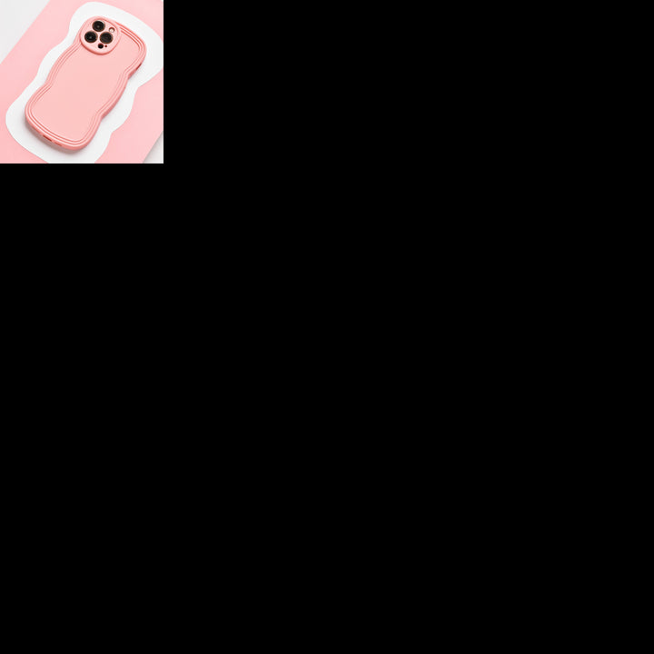 A pink smartphone with a sturdy, matte finish Coconut Lane NAKD Curvy Phone Case - Strawberry lies on a white surface. The case features rounded edges and a highly protective bumper design. The phone's triple-lens camera setup is visible on the upper left corner of the back.
