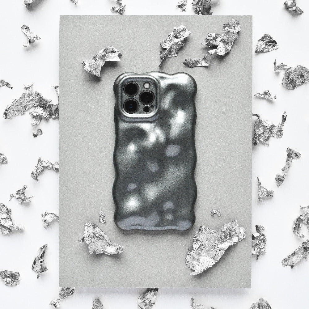 flatlay image of 3D Pearl Phone Case in grey