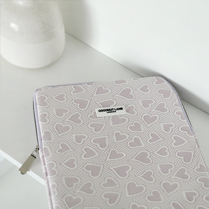 Lilac Hearts iPad Sleeve