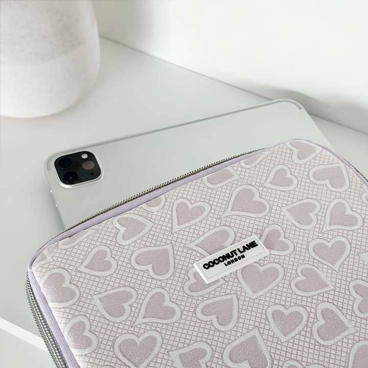 Lilac Hearts iPad Sleeve