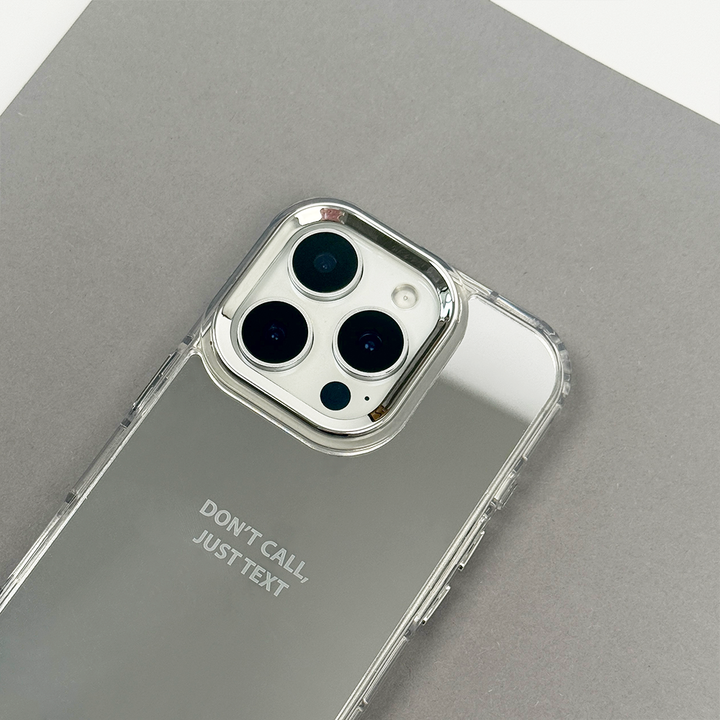 Mirror effect phone case with motivational slogan printed onto the mirror.