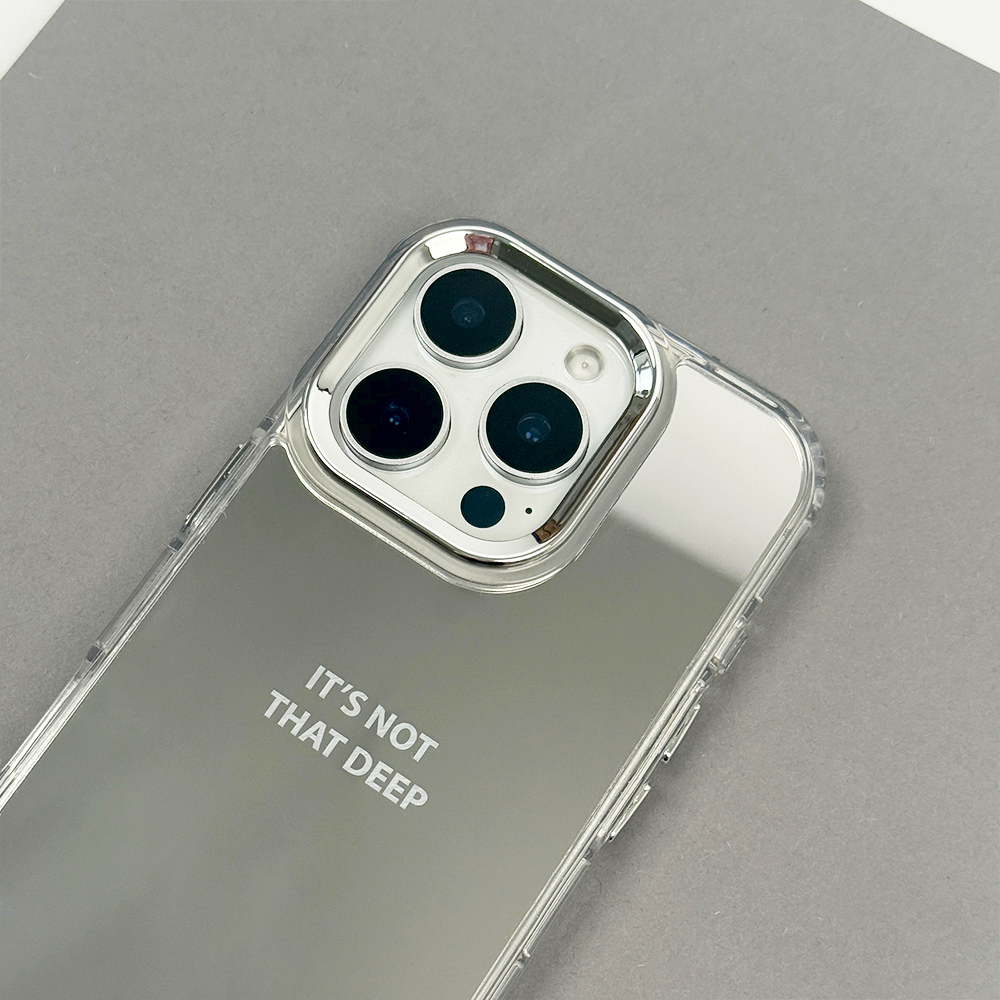 Mirror effect phone case with motivational slogan printed onto the mirror.