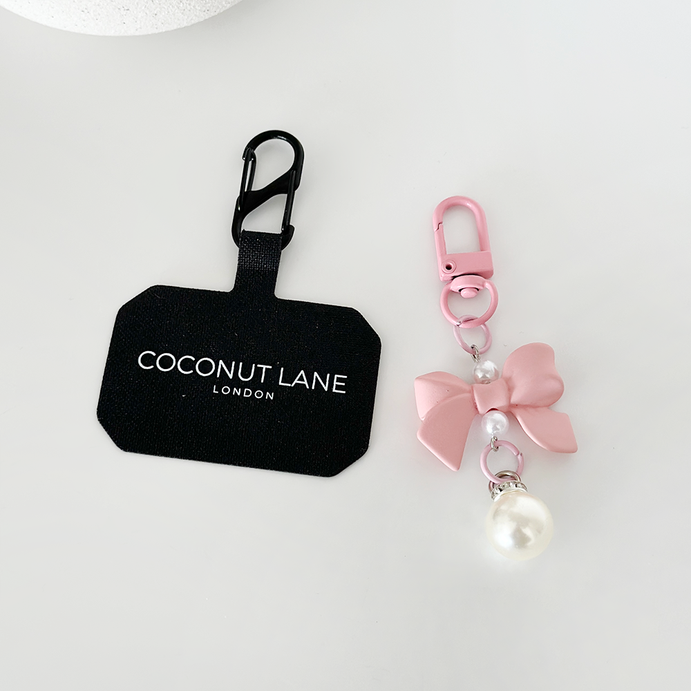 Coquette Bow Phone Keyring Bundle - Peach Pink