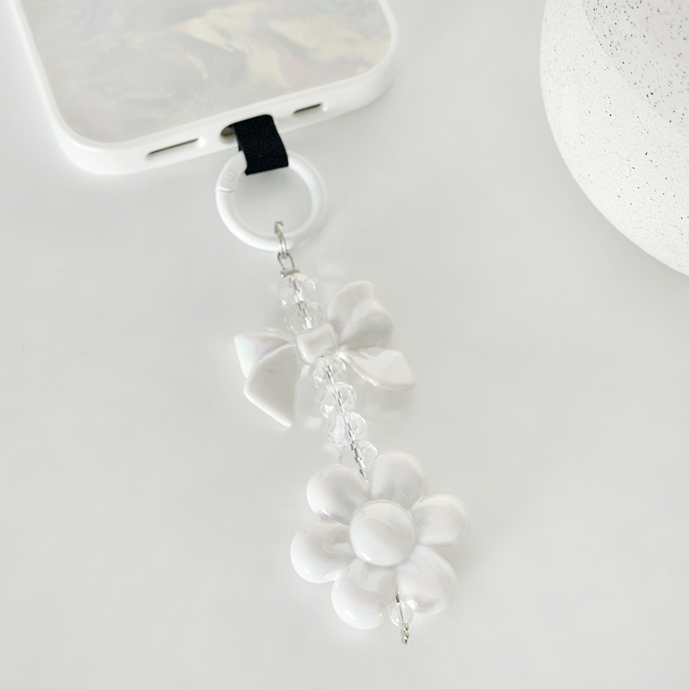 Iridescent Flower Bow Phone Keyring Bundle