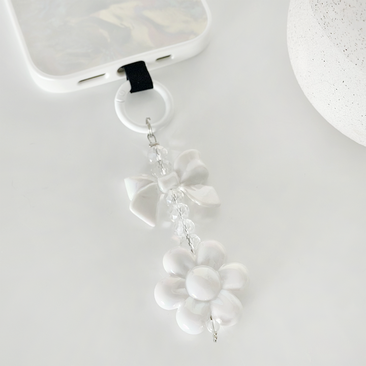 Iridescent Flower Bow Phone Keyring Bundle