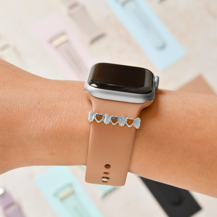 Watch Strap Charm - Silver Crystal Heart