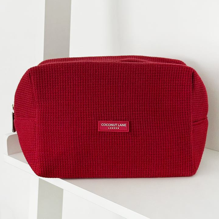 Waffle Makeup Bag - Burgundy