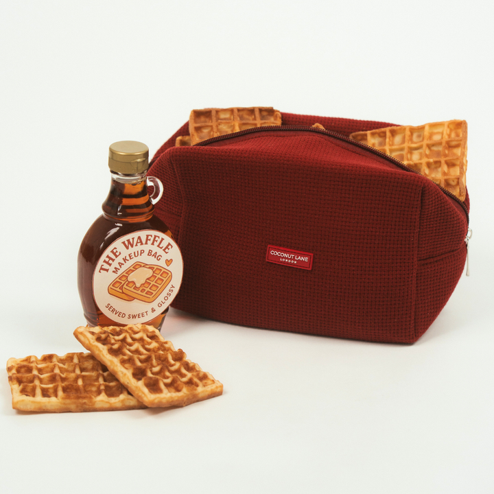 Waffle Makeup Bag - Burgundy