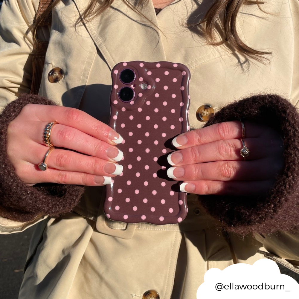 Wavy Phone Case - Brown Polka Dot