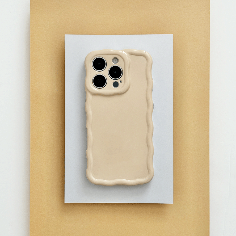 Plain yellow peach coloured Phone Case with wavy edge effect.