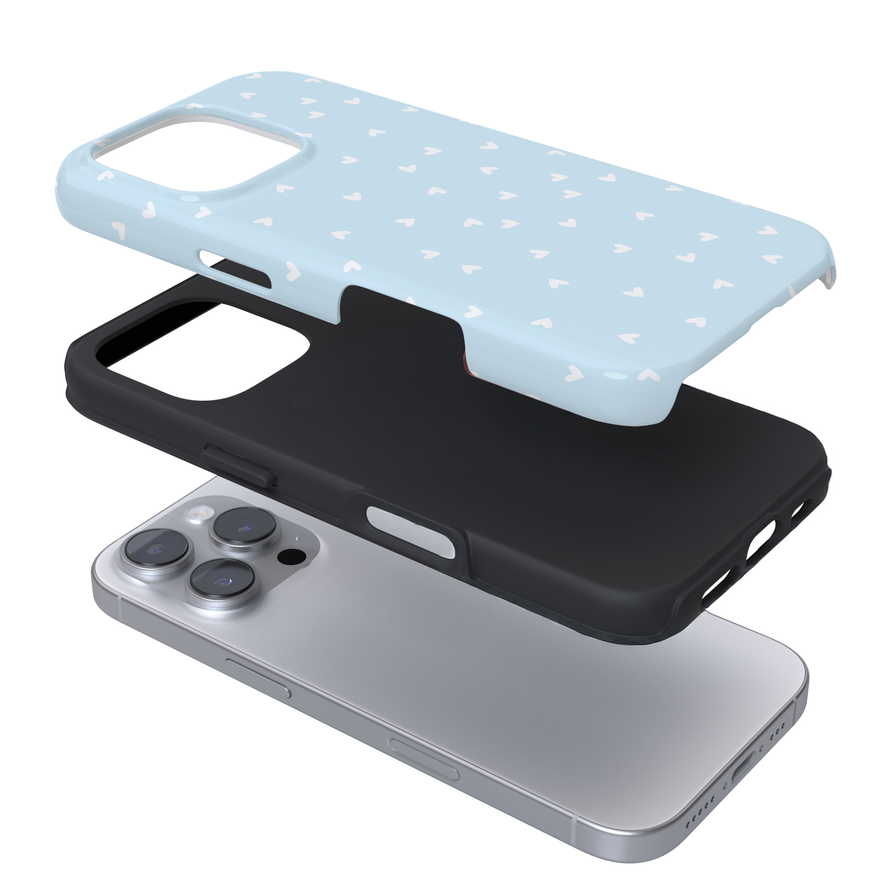 Tough Phone Case - Powder Blue Hearts
