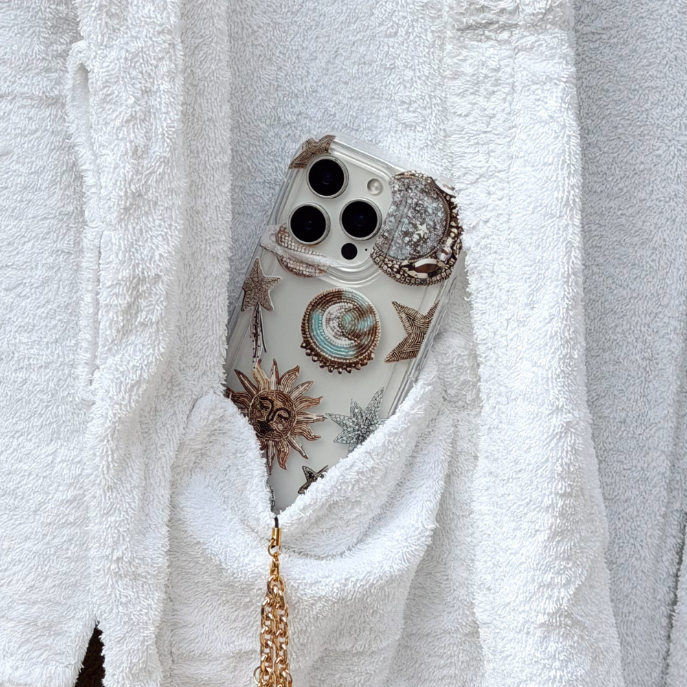 Pastel Celestial Phone Case in dressing gown pocket