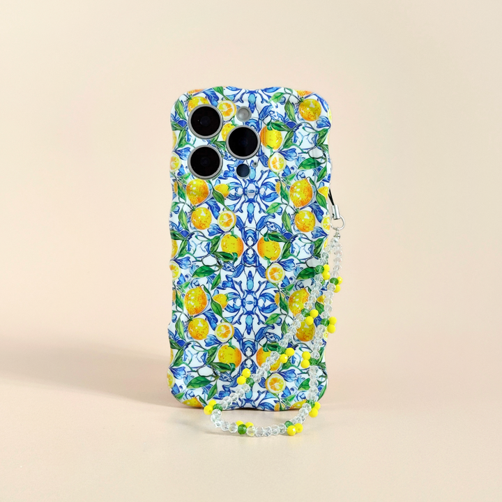 Beaded Phone Strap - Yellow Lemon